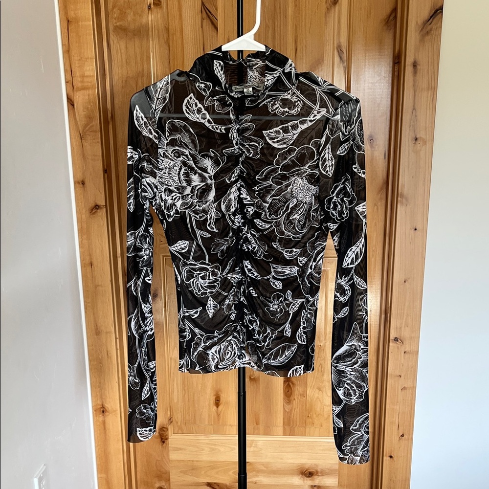 Floral Black and White Women's Top